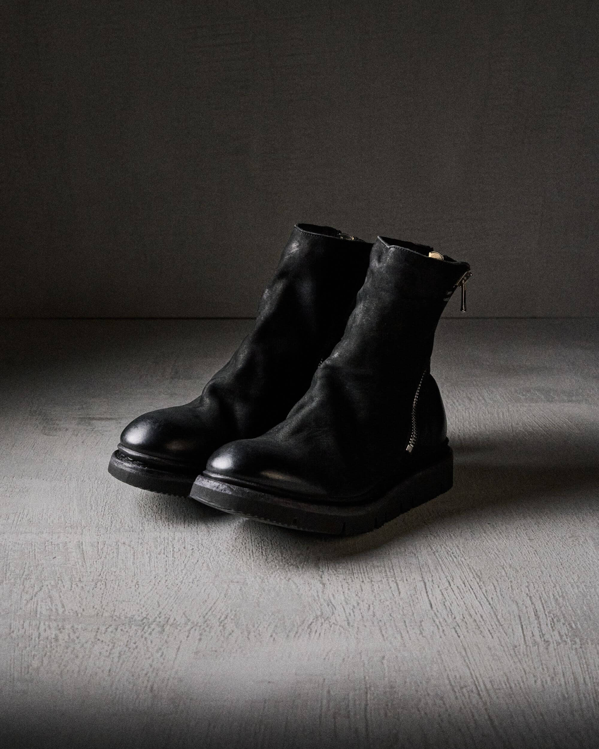 靴 the last conspiracy Double Zip Boots Nicolita Mat Vibram Black | Handcrafted Boots | The Last