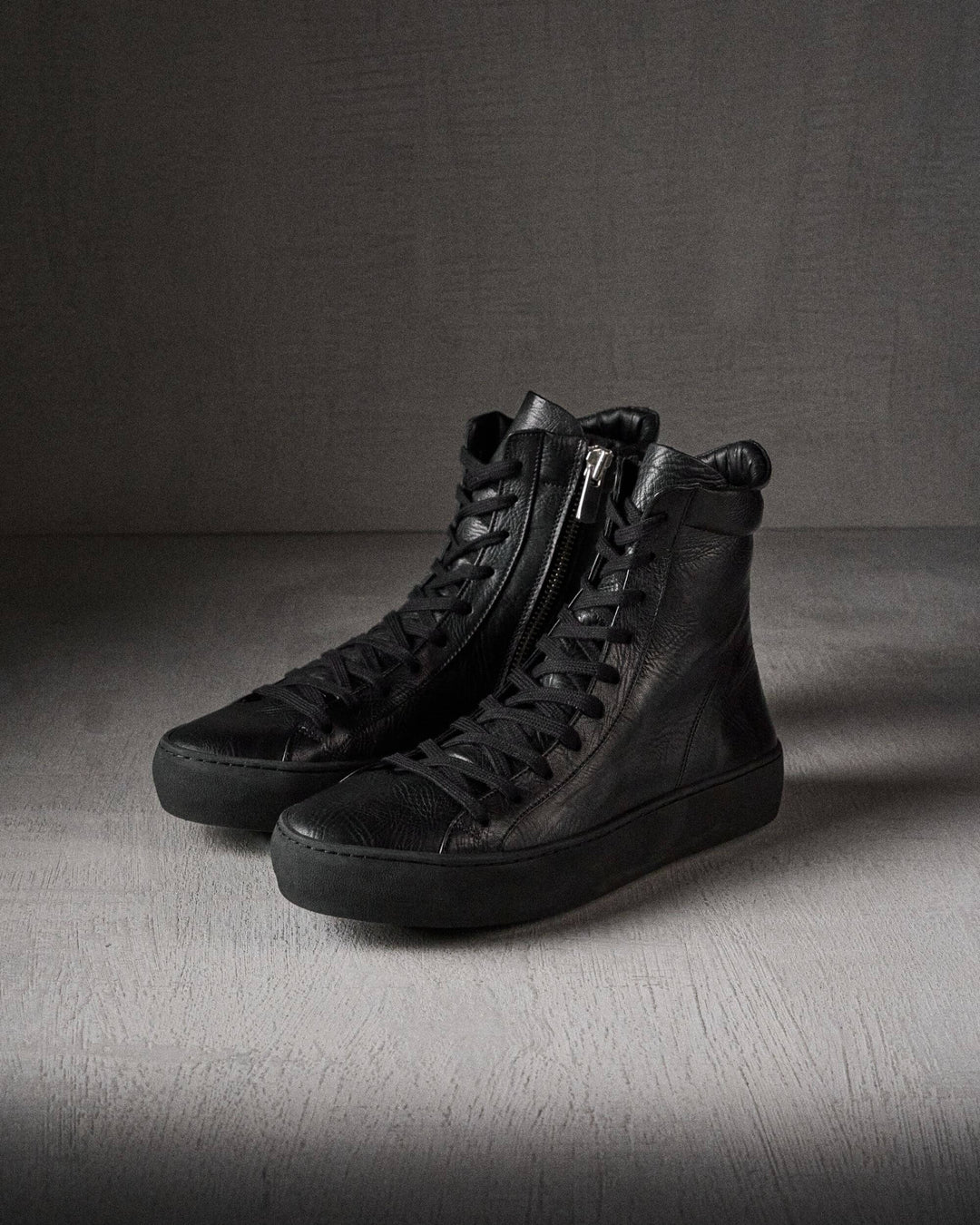 Fell men's black leather boot front side view