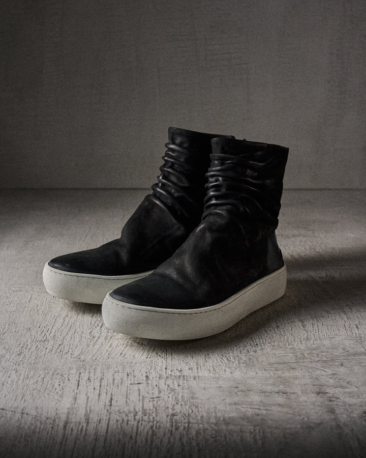 FARA waxed suede BLACK/WHITE