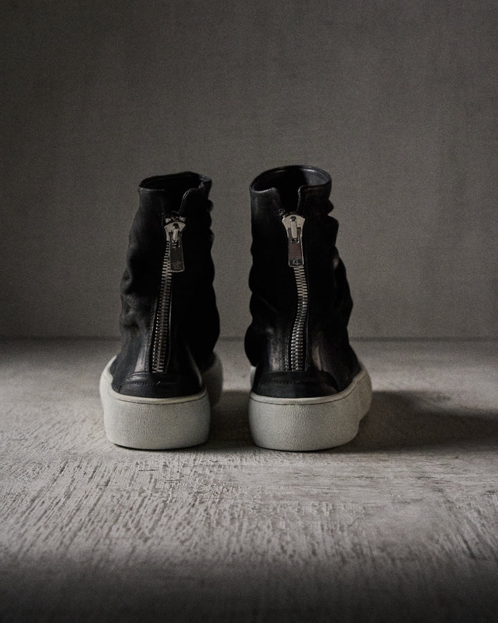 FARA waxed suede BLACK/WHITE