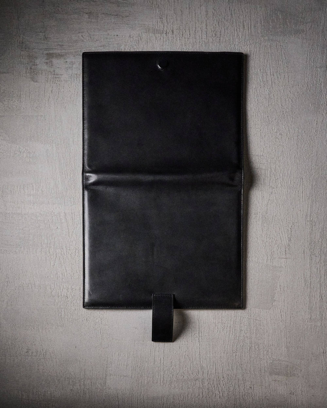 Portfolio unisex black leather portfolio back view