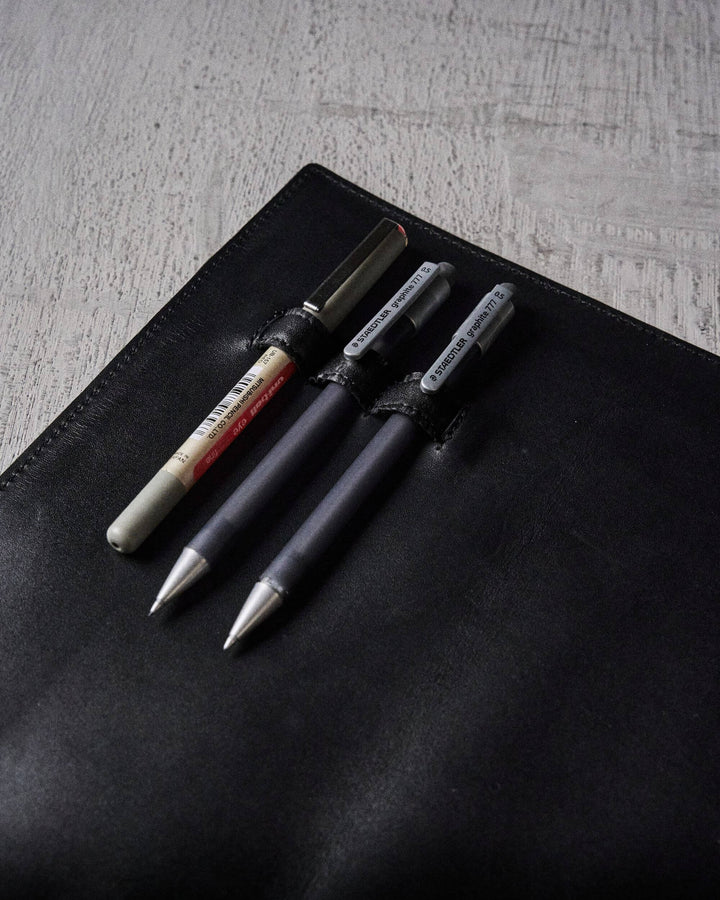 Portfolio unisex black leather portfolio detail view